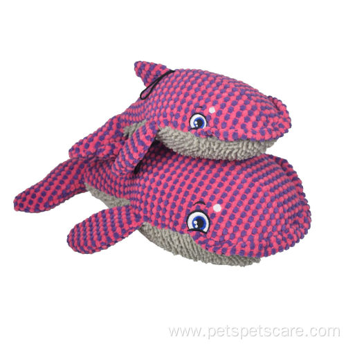 Interactive Two-color Whale Squeaky Plush Dog Toy